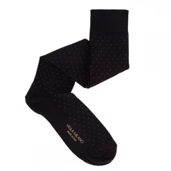 Viola Milano - Dot Over-the-Calf Cotton and Silk Socks - Black and Grey - Handmade in Italy - Luxury Exclusive Collection - Avvenice