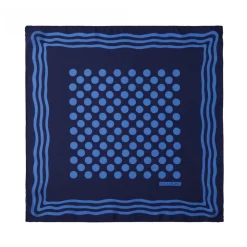 Viola Milano - Dot Wave Silk Pocket Square - Navy and Sea - Handmade in Italy - Luxury Exclusive Collection - Avvenice