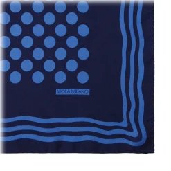 Viola Milano - Dot Wave Silk Pocket Square - Navy and Sea - Handmade in Italy - Luxury Exclusive Collection - Avvenice