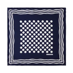 Viola Milano - Dot Wave Silk Pocket Square - Navy and White - Handmade in Italy - Luxury Exclusive Collection - Avvenice