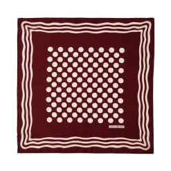 Viola Milano - Dot Wave Silk Pocket Square - Wine and White - Handmade in Italy - Luxury Exclusive Collection - Avvenice