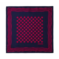 Viola Milano - Dot Wave Silk Pocket Square - Navy and Wine - Handmade in Italy - Luxury Exclusive Collection - Avvenice