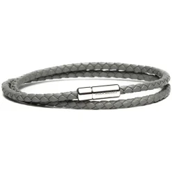 Viola Milano - Double Braided Italian Leather Bracelet - Grey - Handmade in Italy - Luxury Exclusive Collection - Avvenice