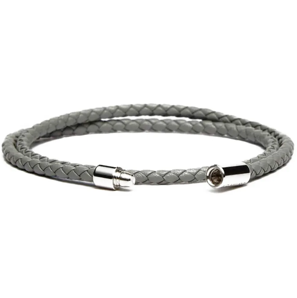 Viola Milano - Double Braided Italian Leather Bracelet - Grey - Handmade in Italy - Luxury Exclusive Collection - Avvenice