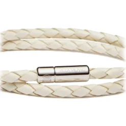 Viola Milano - Double Braided Italian Leather Bracelet - Off White - Handmade in Italy - Luxury Exclusive Collection - Avvenice