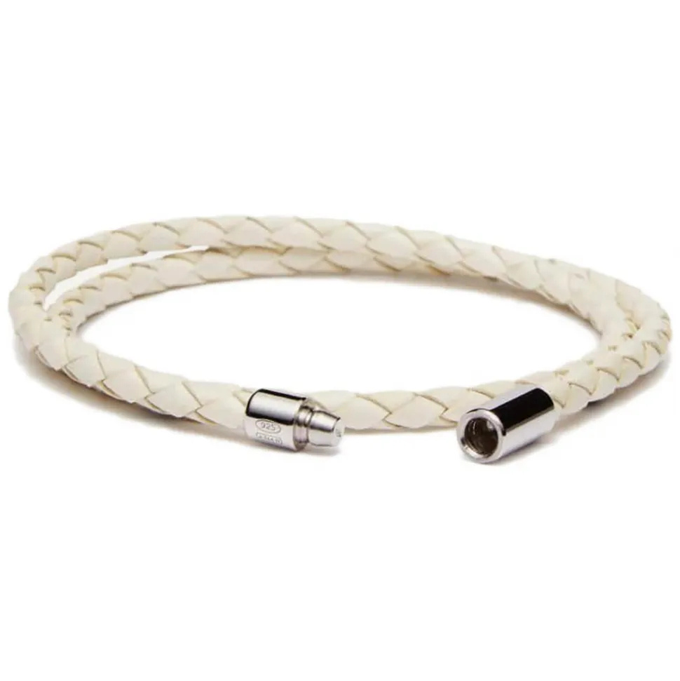 Viola Milano - Double Braided Italian Leather Bracelet - Off White - Handmade in Italy - Luxury Exclusive Collection - Avvenice