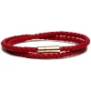 Viola Milano - Double Braided Italian Leather Bracelet - Red - Handmade in Italy - Luxury Exclusive Collection - Avvenice