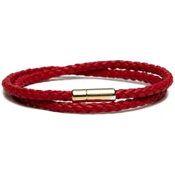 Viola Milano - Double Braided Italian Leather Bracelet - Red - Handmade in Italy - Luxury Exclusive Collection - Avvenice