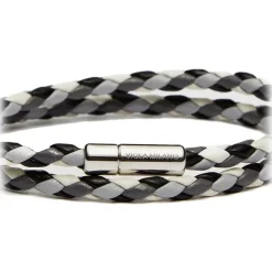 Viola Milano - Double Braided Mix-Tone Italian Leather Bracelet - Grey Mix - Handmade in Italy - Luxury Exclusive Collection - Avvenice