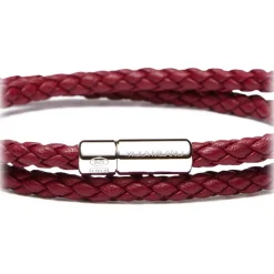 Viola Milano - Double Braided Italian Leather Bracelet - Blood - Handmade in Italy - Luxury Exclusive Collection - Avvenice