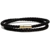 Viola Milano - Double Braided Italian Leather Bracelet - Black - Handmade in Italy - Luxury Exclusive Collection - Avvenice