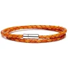 Viola Milano - Double Braided Italian Leather Bracelet - Orange Mix - Handmade in Italy - Luxury Exclusive Collection - Avvenice