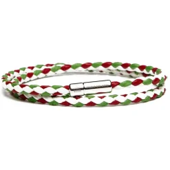 Viola Milano - Double Braided Mix-Tone Italian Leather Bracelet - Italian Flag - Handmade in Italy - Luxury Exclusive Collection - Avvenice