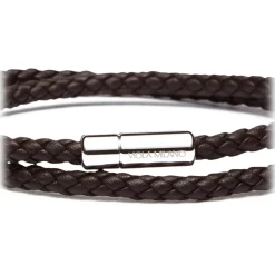 Viola Milano - Double Braided Italian Leather Bracelet - Brown - Handmade in Italy - Luxury Exclusive Collection - Avvenice