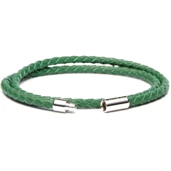 Viola Milano - Double Braided Italian Leather Bracelet - Green - Handmade in Italy - Luxury Exclusive Collection - Avvenice