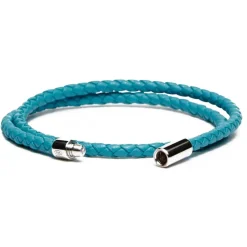 Viola Milano - Double Braided Italian Leather Bracelet - Turquoise - Handmade in Italy - Luxury Exclusive Collection - Avvenice