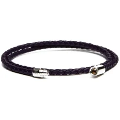Viola Milano - Double Braided Italian Leather Bracelet - Deep Purple - Handmade in Italy - Luxury Exclusive Collection - Avvenice