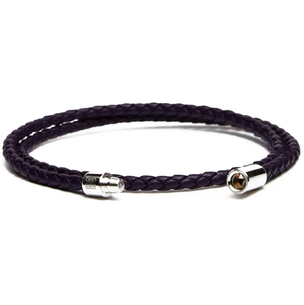 Viola Milano - Double Braided Italian Leather Bracelet - Deep Purple - Handmade in Italy - Luxury Exclusive Collection - Avvenice
