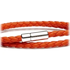 Viola Milano - Double Braided Italian Leather Bracelet - Orange - Handmade in Italy - Luxury Exclusive Collection - Avvenice