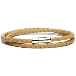 Viola Milano - Double Braided Italian Leather Bracelet - Caramel - Handmade in Italy - Luxury Exclusive Collection - Avvenice