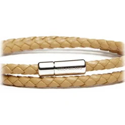 Viola Milano - Double Braided Italian Leather Bracelet - Caramel - Handmade in Italy - Luxury Exclusive Collection - Avvenice