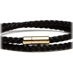 Viola Milano - Double Braided Italian Leather Bracelet Gold Clasp - Brown - Handmade in Italy - Luxury Exclusive Collection - Avvenice