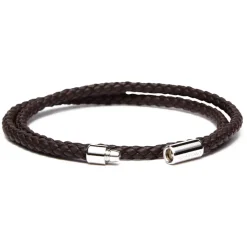 Viola Milano - Double Braided Italian Leather Bracelet - Black - Handmade in Italy - Luxury Exclusive Collection - Avvenice