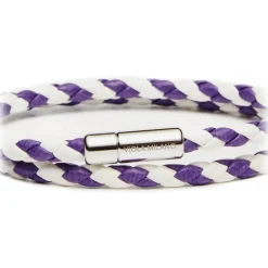 Viola Milano - Double Braided Two-Tone Italian Leather Bracelet - WhitePurple - Handmade in Italy - Luxury Exclusive Collection - Avvenice