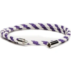 Viola Milano - Double Braided Two-Tone Italian Leather Bracelet - WhitePurple - Handmade in Italy - Luxury Exclusive Collection - Avvenice