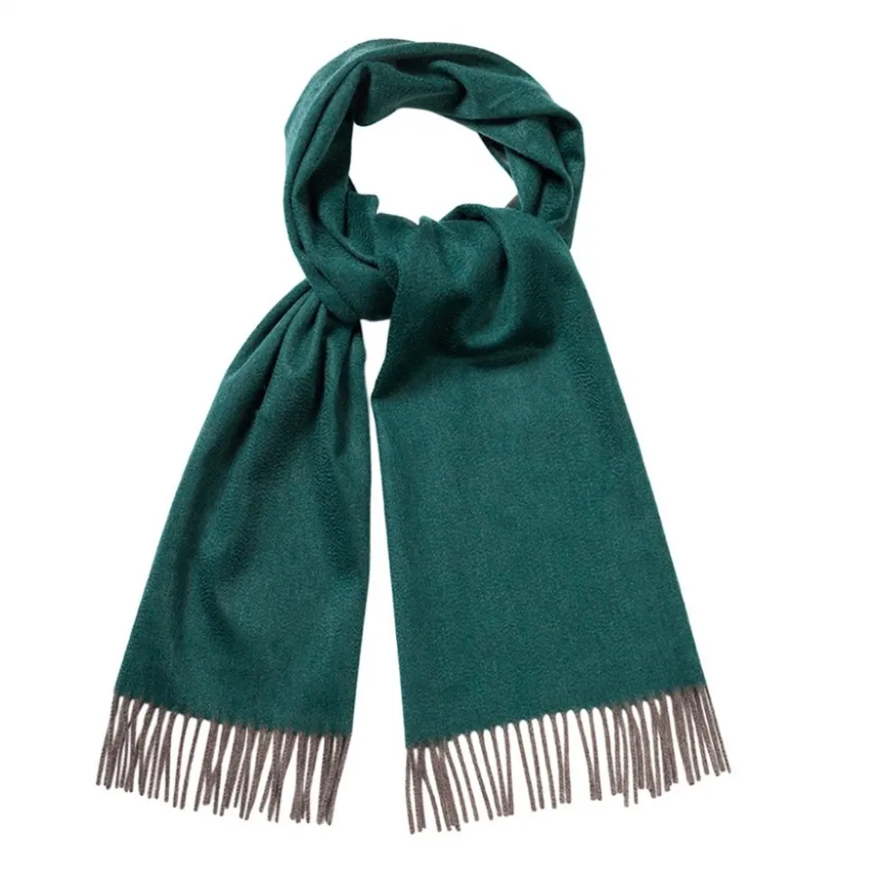 Viola Milano - Double Face Zibellino Cashmere Scarf - Green and Taupe - Handmade in Italy - Luxury Exclusive Collection - Avvenice