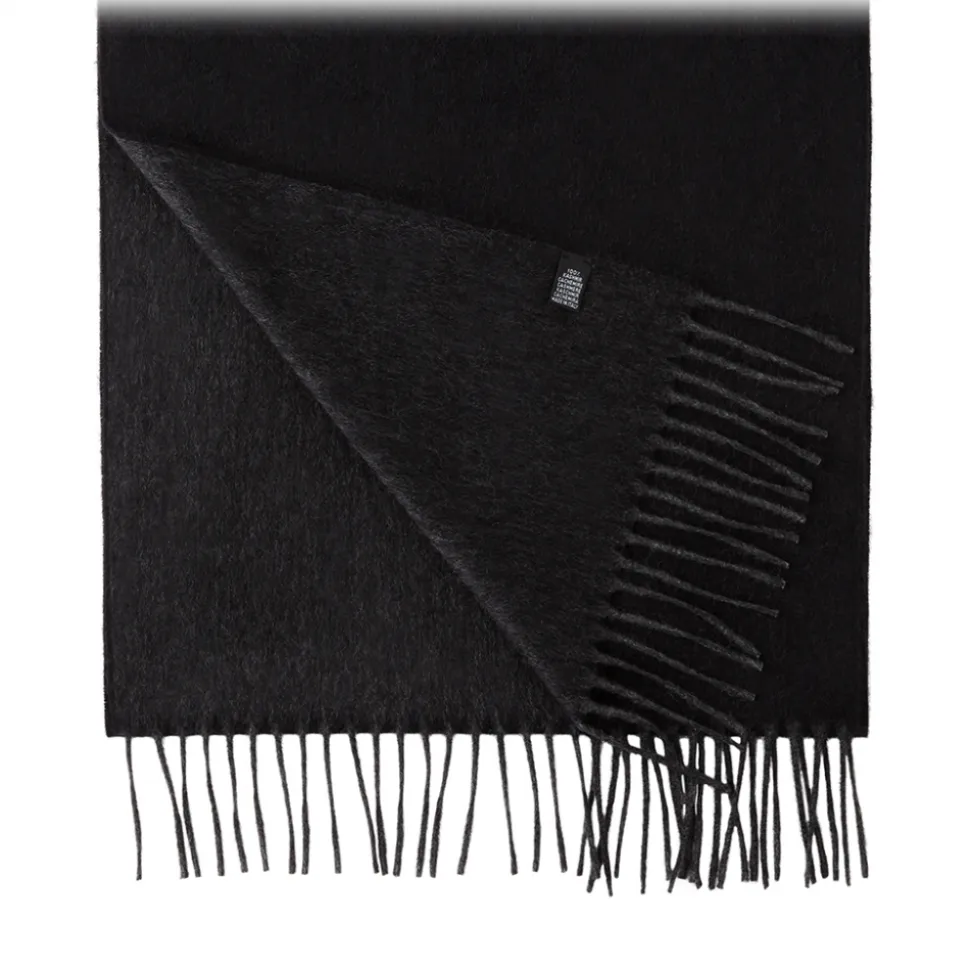 Viola Milano - Double Face Zibellino Cashmere Scarf - Dark Grey Mix - Handmade in Italy - Luxury Exclusive Collection - Avvenice