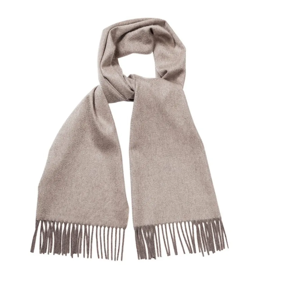 Viola Milano - Double Face Zibellino Cashmere Scarf - Sand and Taupe - Handmade in Italy - Luxury Exclusive Collection - Avvenice