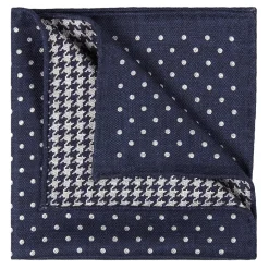 Viola Milano - Double Face Printed 100% Cashmere Pocket Square - Navy Mix - Handmade in Italy - Luxury Exclusive Collection - Avvenice