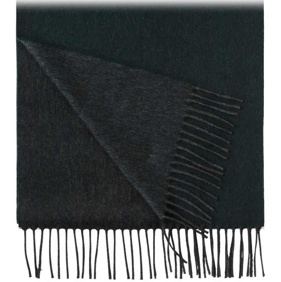 Viola Milano - Double Face 100% Zibellino Cashmere Scarf - Forest/Grey - Handmade in Italy - Luxury Exclusive Collection - Avvenice