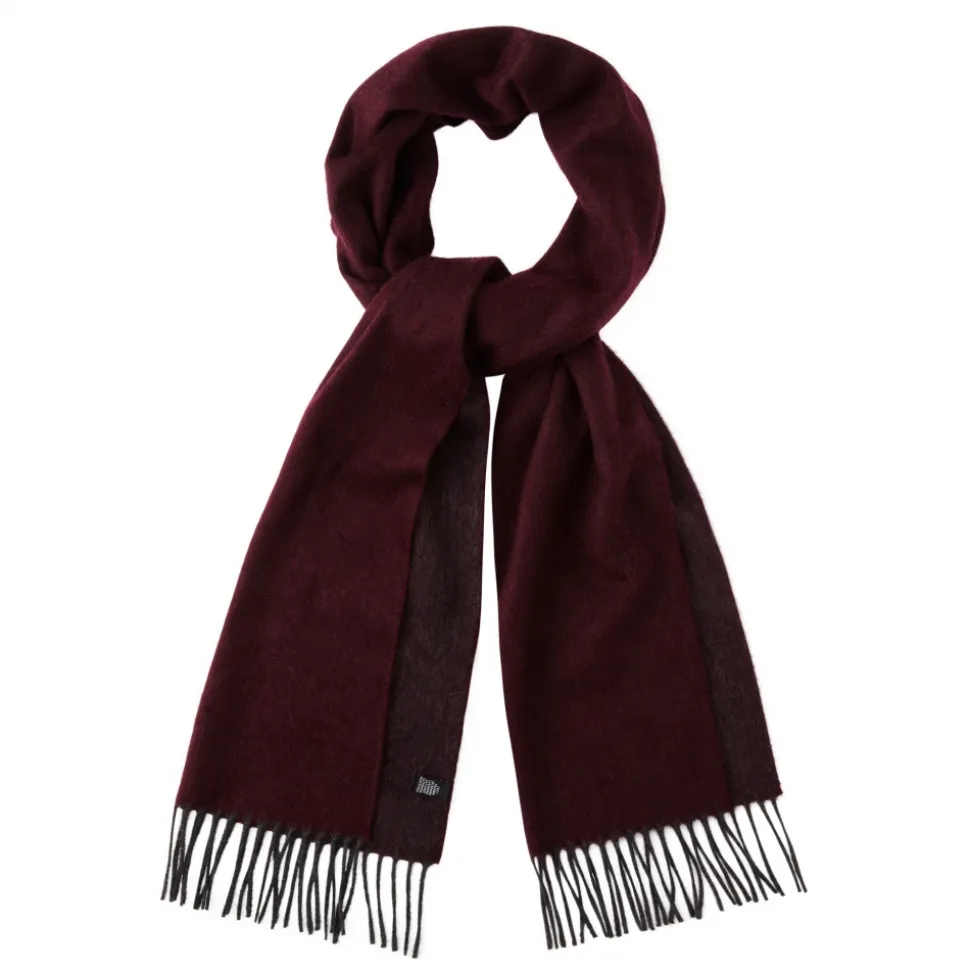 Viola Milano - Double Face Zibellino Cashmere Scarf - Burgundy and Grey - Handmade in Italy - Luxury Exclusive Collection - Avvenice