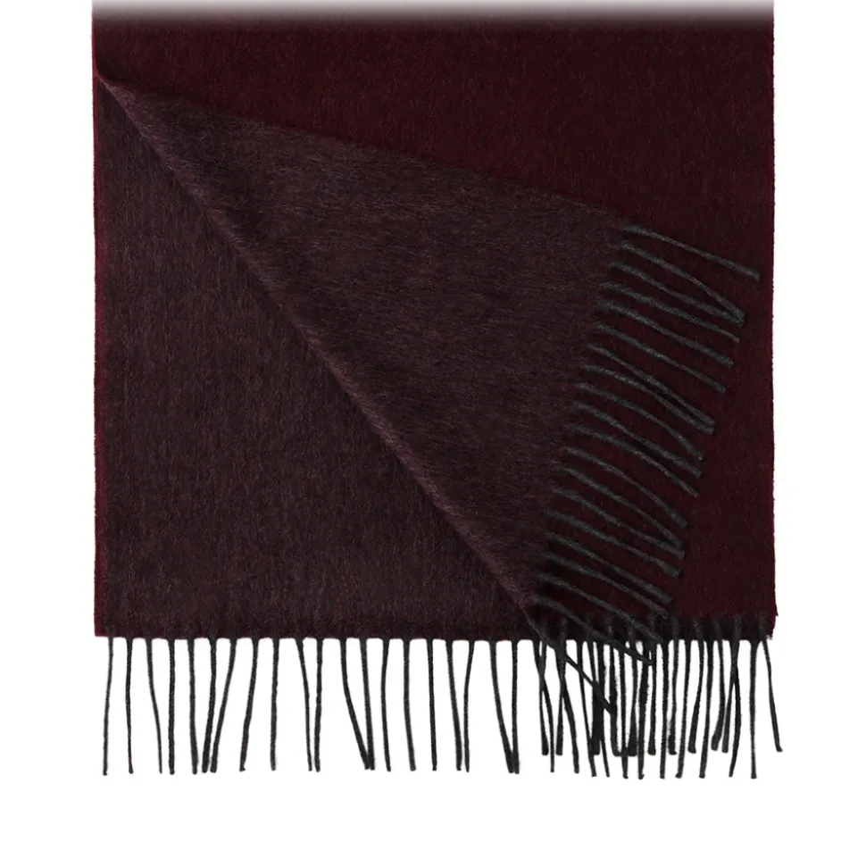 Viola Milano - Double Face Zibellino Cashmere Scarf - Burgundy and Grey - Handmade in Italy - Luxury Exclusive Collection - Avvenice