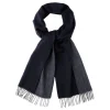 Viola Milano - Double Face Zibellino Cashmere Scarf - Navy and Grey - Handmade in Italy - Luxury Exclusive Collection - Avvenice
