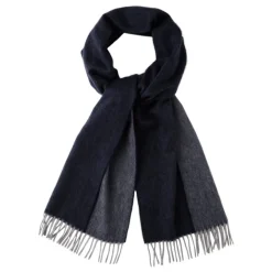 Viola Milano - Double Face Zibellino Cashmere Scarf - Navy and Grey - Handmade in Italy - Luxury Exclusive Collection - Avvenice