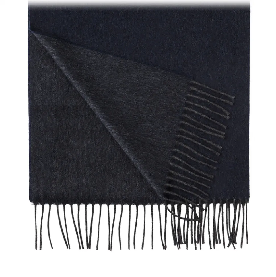Viola Milano - Double Face Zibellino Cashmere Scarf - Navy and Grey - Handmade in Italy - Luxury Exclusive Collection - Avvenice