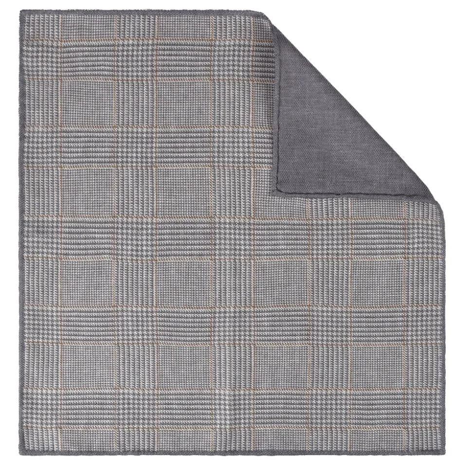 Viola Milano - Double Face Herringbone 100% Cashmere Pocket Square - Grey Mix - Handmade in Italy - Luxury Exclusive Collection - Avvenice