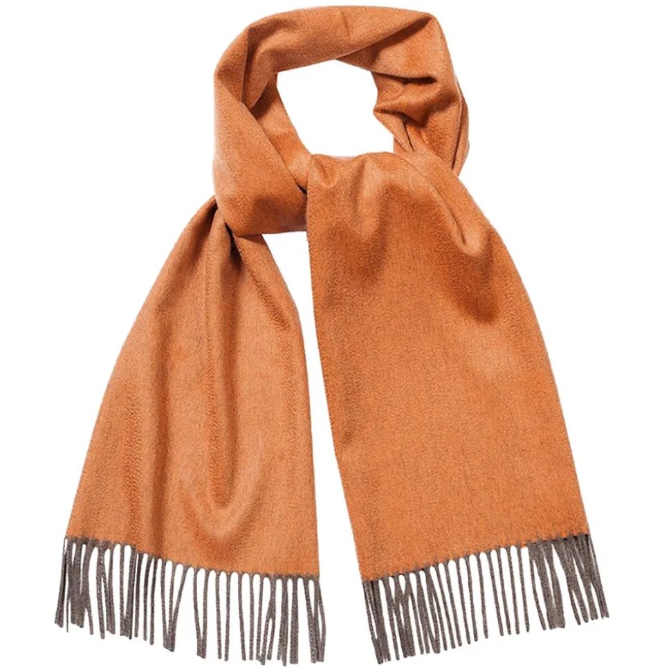 Viola Milano - Double Face 100% Zibellino Cashmere Scarf - Orange Mix - Handmade in Italy - Luxury Exclusive Collection - Avvenice