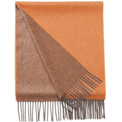 Viola Milano - Double Face 100% Zibellino Cashmere Scarf - Orange Mix - Handmade in Italy - Luxury Exclusive Collection - Avvenice