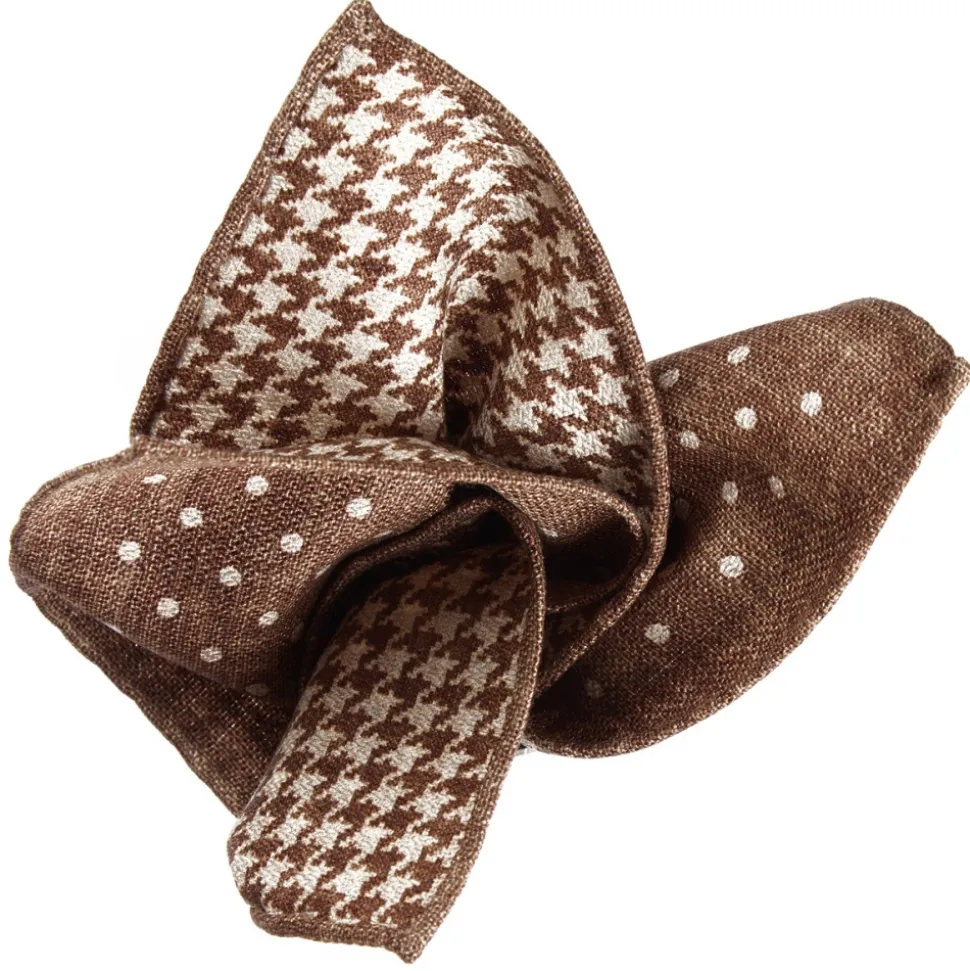 Viola Milano - Double Face Printed 100% Cashmere Pocket Square - Sand Mix - Handmade in Italy - Luxury Exclusive Collection - Avvenice