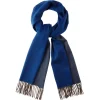 Viola Milano - Double Face 100% Zibellino Cashmere Scarf - Blue/Taupe - Handmade in Italy - Luxury Exclusive Collection - Avvenice