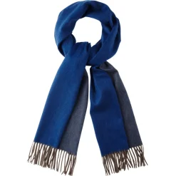 Viola Milano - Double Face 100% Zibellino Cashmere Scarf - Blue/Taupe - Handmade in Italy - Luxury Exclusive Collection - Avvenice