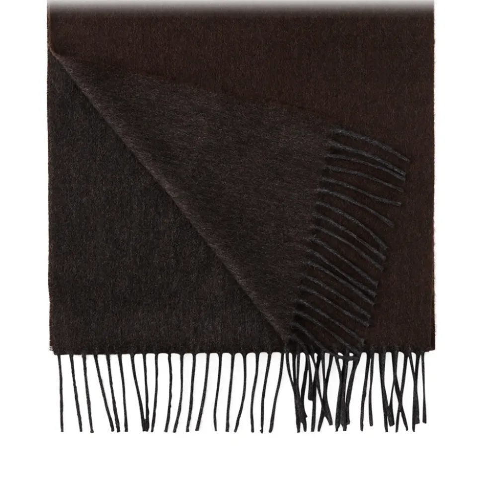 Viola Milano - Double Face Zibellino Cashmere Scarf - Brown and Grey - Handmade in Italy - Luxury Exclusive Collection - Avvenice