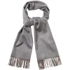 Viola Milano - Double Face 100% Zibellino Cashmere Scarf - Grey/Taupe - Handmade in Italy - Luxury Exclusive Collection - Avvenice