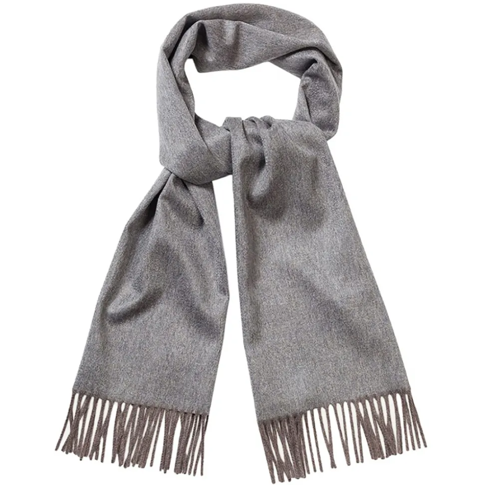 Viola Milano - Double Face 100% Zibellino Cashmere Scarf - Grey/Taupe - Handmade in Italy - Luxury Exclusive Collection - Avvenice