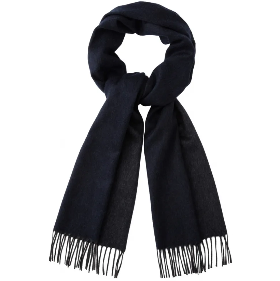 Viola Milano - Double Face 100% Zibellino Cashmere Scarf - Navy Blue/Grey - Handmade in Italy - Luxury Exclusive Collection - Avvenice
