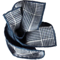 Viola Milano - Double Face Herringbone 100% Cashmere Pocket Square - Denim Mix - Handmade in Italy - Luxury Exclusive Collection - Avvenice